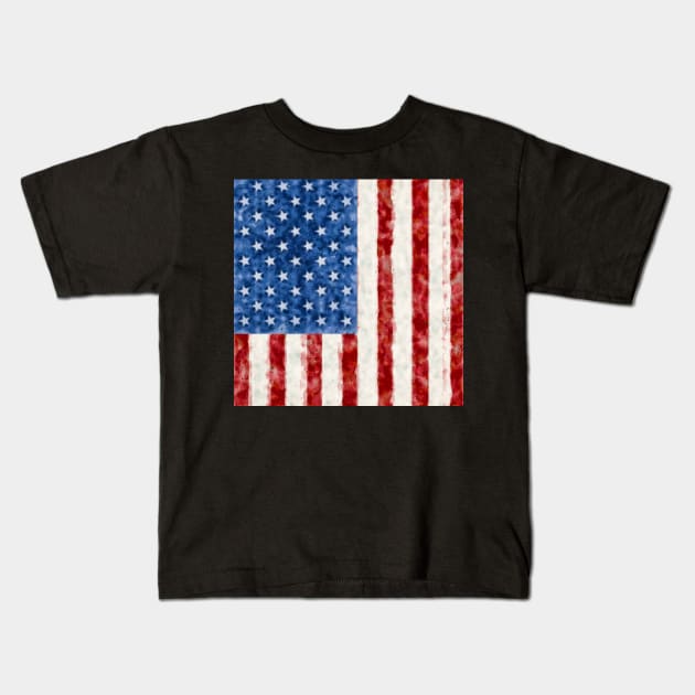 Rustic, Distressed Vertical US  Flag Design Kids T-Shirt by Roly Poly Roundabout
